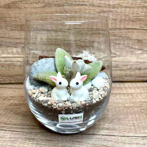 Jingle Bunny Christmas Succulent Terrarium