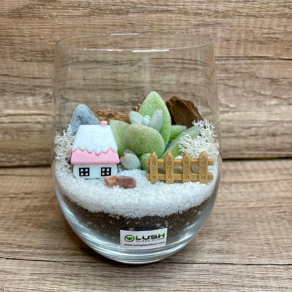 Pink Frost Christmas Succulent Terrarium