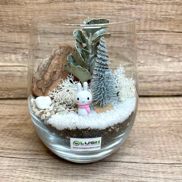 Frosty Bunny Christmas Succulent Terrarium